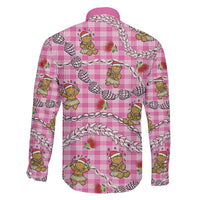 Pink Palaka Hawaii Mele Kalikimaka Family Matching Short Sleeve Bodycon Dress and Hawaiian Shirt Ohia Lehua Shell Leis Funny Gingerbread Santa LT14 - Polynesian Pride