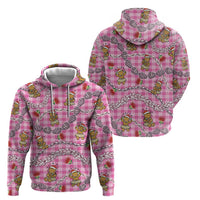 Pink Palaka Hawaii Mele Kalikimaka Hoodie Ohia Lehua Shell Leis Funny Gingerbread Santa LT14 - Polynesian Pride
