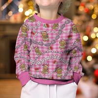 Pink Palaka Hawaii Mele Kalikimaka Kid Ugly Christmas Sweater Ohia Lehua Shell Leis Funny Gingerbread Santa LT14 - Polynesian Pride