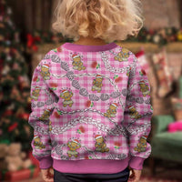 Pink Palaka Hawaii Mele Kalikimaka Kid Ugly Christmas Sweater Ohia Lehua Shell Leis Funny Gingerbread Santa LT14 - Polynesian Pride