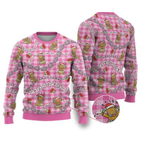 Pink Palaka Hawaii Mele Kalikimaka Ugly Christmas Sweater Ohia Lehua Shell Leis Funny Gingerbread Santa LT14 Pink - Polynesian Pride