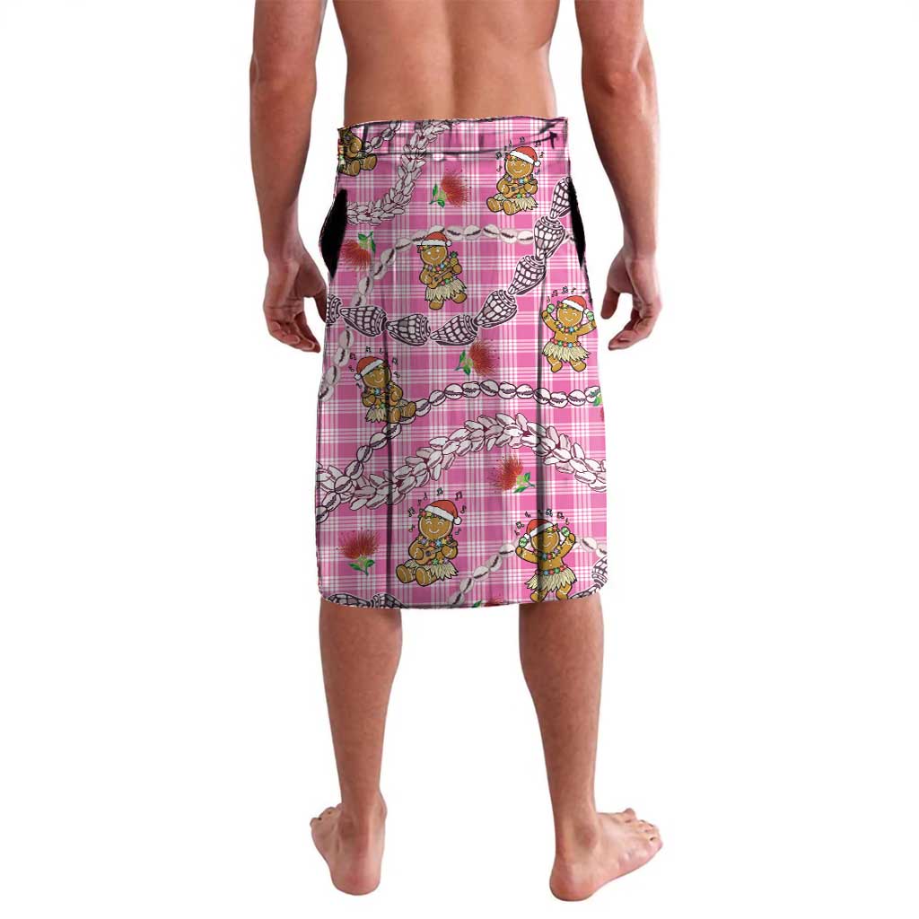 Pink Palaka Hawaii Mele Kalikimaka Lavalava Ohia Lehua Shell Leis Funny Gingerbread Santa - Polynesian Pride