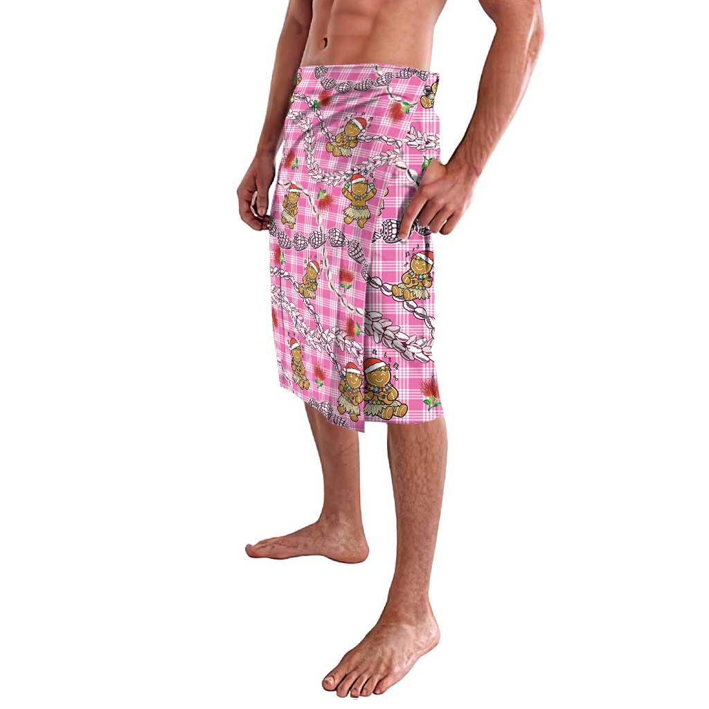 Pink Palaka Hawaii Mele Kalikimaka Lavalava Ohia Lehua Shell Leis Funny Gingerbread Santa - Polynesian Pride