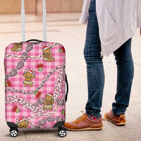 Pink Palaka Hawaii Mele Kalikimaka Luggage Cover Ohia Lehua Shell Leis Funny Gingerbread Santa LT14 Pink - Polynesian Pride