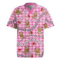 Pink Palaka Hawaii Mele Kalikimaka Rugby Jersey Ohia Lehua Shell Leis Funny Gingerbread Santa - Polynesian Pride