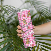 Pink Palaka Hawaii Mele Kalikimaka Skinny Tumbler Ohia Lehua Shell Leis Funny Gingerbread Santa LT14 - Polynesian Pride
