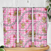 Pink Palaka Hawaii Mele Kalikimaka Skinny Tumbler Ohia Lehua Shell Leis Funny Gingerbread Santa LT14 - Polynesian Pride