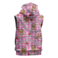 Pink Palaka Hawaii Mele Kalikimaka Sleeveless Hoodie Ohia Lehua Shell Leis Funny Gingerbread Santa LT14 - Polynesian Pride