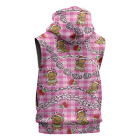 Pink Palaka Hawaii Mele Kalikimaka Sleeveless Zip Hoodie Ohia Lehua Shell Leis Funny Gingerbread Santa LT14 - Polynesian Pride