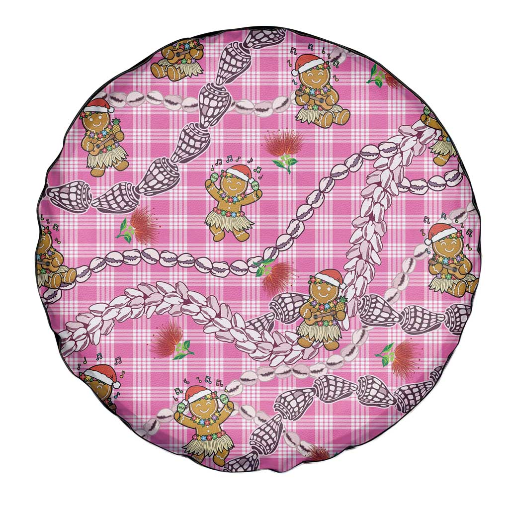Pink Palaka Hawaii Mele Kalikimaka Spare Tire Cover Ohia Lehua Shell Leis Funny Gingerbread Santa LT14 - Polynesian Pride