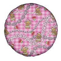 Pink Palaka Hawaii Mele Kalikimaka Spare Tire Cover Ohia Lehua Shell Leis Funny Gingerbread Santa LT14 - Polynesian Pride