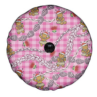 Pink Palaka Hawaii Mele Kalikimaka Spare Tire Cover Ohia Lehua Shell Leis Funny Gingerbread Santa LT14 - Polynesian Pride