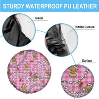 Pink Palaka Hawaii Mele Kalikimaka Spare Tire Cover Ohia Lehua Shell Leis Funny Gingerbread Santa LT14 - Polynesian Pride