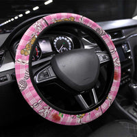 Pink Palaka Hawaii Mele Kalikimaka Steering Wheel Cover Ohia Lehua Shell Leis Funny Gingerbread Santa LT14 Universal Fit Pink - Polynesian Pride