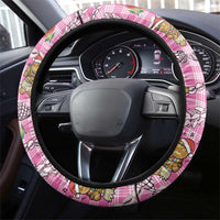 Pink Palaka Hawaii Mele Kalikimaka Steering Wheel Cover Ohia Lehua Shell Leis Funny Gingerbread Santa LT14 - Polynesian Pride