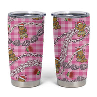 Pink Palaka Hawaii Mele Kalikimaka Tumbler Cup Ohia Lehua Shell Leis Funny Gingerbread Santa LT14 Pink - Polynesian Pride