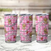 Pink Palaka Hawaii Mele Kalikimaka Tumbler Cup Ohia Lehua Shell Leis Funny Gingerbread Santa LT14 - Polynesian Pride