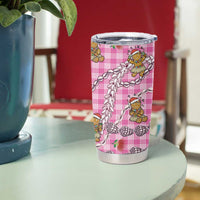 Pink Palaka Hawaii Mele Kalikimaka Tumbler Cup Ohia Lehua Shell Leis Funny Gingerbread Santa LT14 - Polynesian Pride
