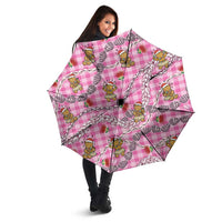 Pink Palaka Hawaii Mele Kalikimaka Umbrella Ohia Lehua Shell Leis Funny Gingerbread Santa - Polynesian Pride