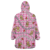 Pink Palaka Hawaii Mele Kalikimaka Wearable Blanket Hoodie Ohia Lehua Shell Leis Funny Gingerbread Santa LT14 - Polynesian Pride