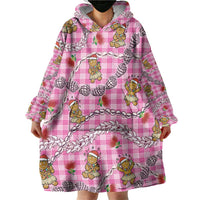 Pink Palaka Hawaii Mele Kalikimaka Wearable Blanket Hoodie Ohia Lehua Shell Leis Funny Gingerbread Santa LT14 - Polynesian Pride