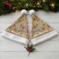Gold Palaka Hawaii Mele Kalikimaka Christmas Santa Hat Ohia Lehua Shell Leis Funny Gingerbread Santa LT14 - Polynesian Pride