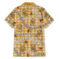Gold Palaka Hawaii Mele Kalikimaka Family Matching Puletasi and Hawaiian Shirt Ohia Lehua Shell Leis Funny Gingerbread Santa LT14 - Polynesian Pride