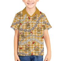 Gold Palaka Hawaii Mele Kalikimaka Hawaiian Shirt Ohia Lehua Shell Leis Funny Gingerbread Santa LT14 - Polynesian Pride