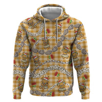 Gold Palaka Hawaii Mele Kalikimaka Hoodie Ohia Lehua Shell Leis Funny Gingerbread Santa LT14 Pullover Hoodie Gold - Polynesian Pride