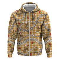 Gold Palaka Hawaii Mele Kalikimaka Hoodie Ohia Lehua Shell Leis Funny Gingerbread Santa LT14 Zip Hoodie Gold - Polynesian Pride