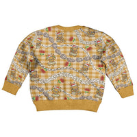 Gold Palaka Hawaii Mele Kalikimaka Kid Ugly Christmas Sweater Ohia Lehua Shell Leis Funny Gingerbread Santa LT14 - Polynesian Pride