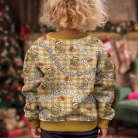 Gold Palaka Hawaii Mele Kalikimaka Kid Ugly Christmas Sweater Ohia Lehua Shell Leis Funny Gingerbread Santa LT14 - Polynesian Pride