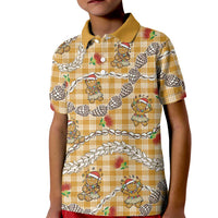 Gold Palaka Hawaii Mele Kalikimaka Kid Polo Shirt Ohia Lehua Shell Leis Funny Gingerbread Santa LT14 Kid Gold - Polynesian Pride