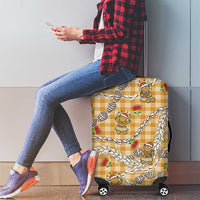 Gold Palaka Hawaii Mele Kalikimaka Luggage Cover Ohia Lehua Shell Leis Funny Gingerbread Santa LT14 - Polynesian Pride
