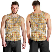 Gold Palaka Hawaii Mele Kalikimaka Men Tank Top Ohia Lehua Shell Leis Funny Gingerbread Santa LT14 - Polynesian Pride