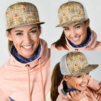 Gold Palaka Hawaii Mele Kalikimaka Mesh Trucker Cap Ohia Lehua Shell Leis Funny Gingerbread Santa - Polynesian Pride