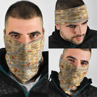 Gold Palaka Hawaii Mele Kalikimaka Neck Gaiter Ohia Lehua Shell Leis Funny Gingerbread Santa - Polynesian Pride