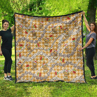 Gold Palaka Hawaii Mele Kalikimaka Quilt Ohia Lehua Shell Leis Funny Gingerbread Santa - Polynesian Pride