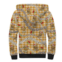 Gold Palaka Hawaii Mele Kalikimaka Sherpa Hoodie Ohia Lehua Shell Leis Funny Gingerbread Santa LT14 - Polynesian Pride