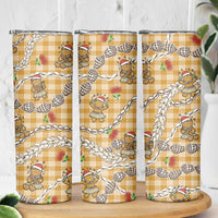 Gold Palaka Hawaii Mele Kalikimaka Skinny Tumbler Ohia Lehua Shell Leis Funny Gingerbread Santa LT14 - Polynesian Pride