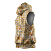 Gold Palaka Hawaii Mele Kalikimaka Sleeveless Hoodie Ohia Lehua Shell Leis Funny Gingerbread Santa LT14 - Polynesian Pride