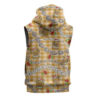 Gold Palaka Hawaii Mele Kalikimaka Sleeveless Zip Hoodie Ohia Lehua Shell Leis Funny Gingerbread Santa LT14 - Polynesian Pride