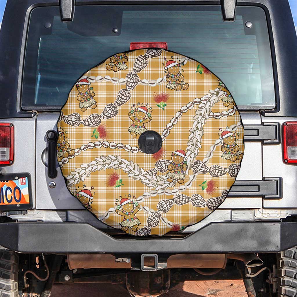 Gold Palaka Hawaii Mele Kalikimaka Spare Tire Cover Ohia Lehua Shell Leis Funny Gingerbread Santa LT14 Gold - Polynesian Pride