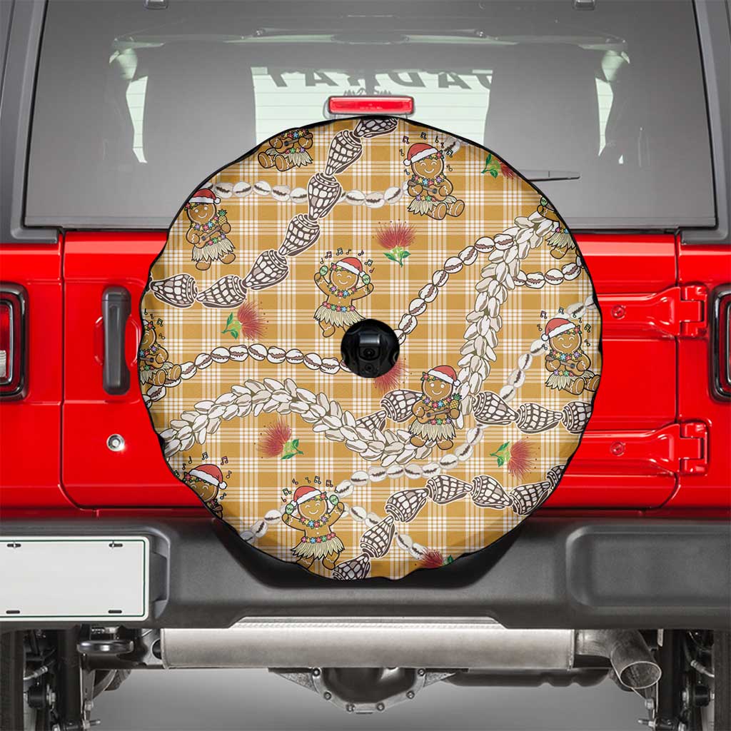 Gold Palaka Hawaii Mele Kalikimaka Spare Tire Cover Ohia Lehua Shell Leis Funny Gingerbread Santa LT14 - Polynesian Pride