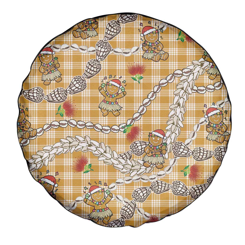 Gold Palaka Hawaii Mele Kalikimaka Spare Tire Cover Ohia Lehua Shell Leis Funny Gingerbread Santa LT14 - Polynesian Pride
