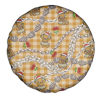 Gold Palaka Hawaii Mele Kalikimaka Spare Tire Cover Ohia Lehua Shell Leis Funny Gingerbread Santa LT14 - Polynesian Pride