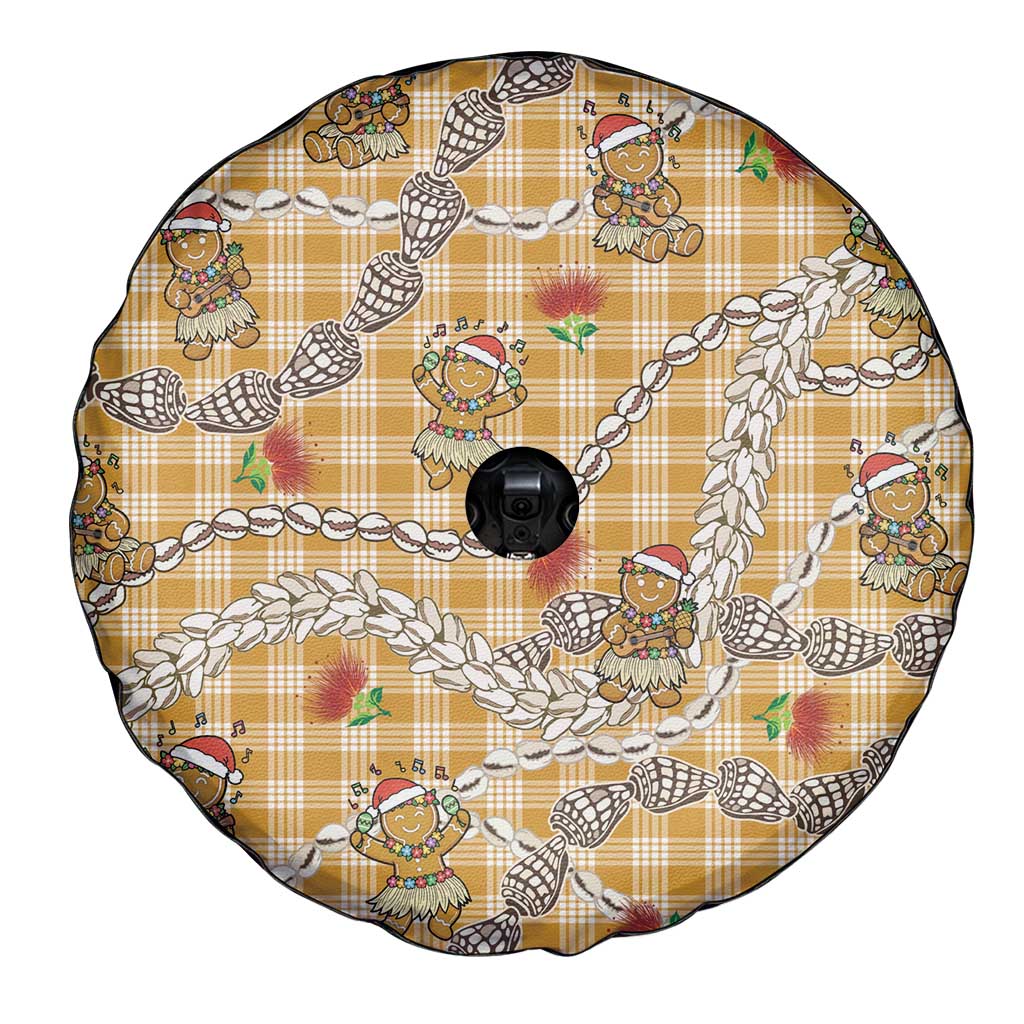 Gold Palaka Hawaii Mele Kalikimaka Spare Tire Cover Ohia Lehua Shell Leis Funny Gingerbread Santa LT14 - Polynesian Pride