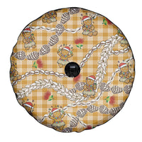 Gold Palaka Hawaii Mele Kalikimaka Spare Tire Cover Ohia Lehua Shell Leis Funny Gingerbread Santa LT14 - Polynesian Pride