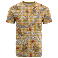 Gold Palaka Hawaii Mele Kalikimaka T Shirt Ohia Lehua Shell Leis Funny Gingerbread Santa LT14 Gold - Polynesian Pride