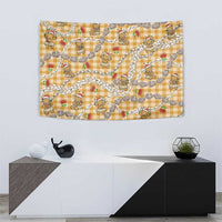 Gold Palaka Hawaii Mele Kalikimaka Tapestry Ohia Lehua Shell Leis Funny Gingerbread Santa - Polynesian Pride